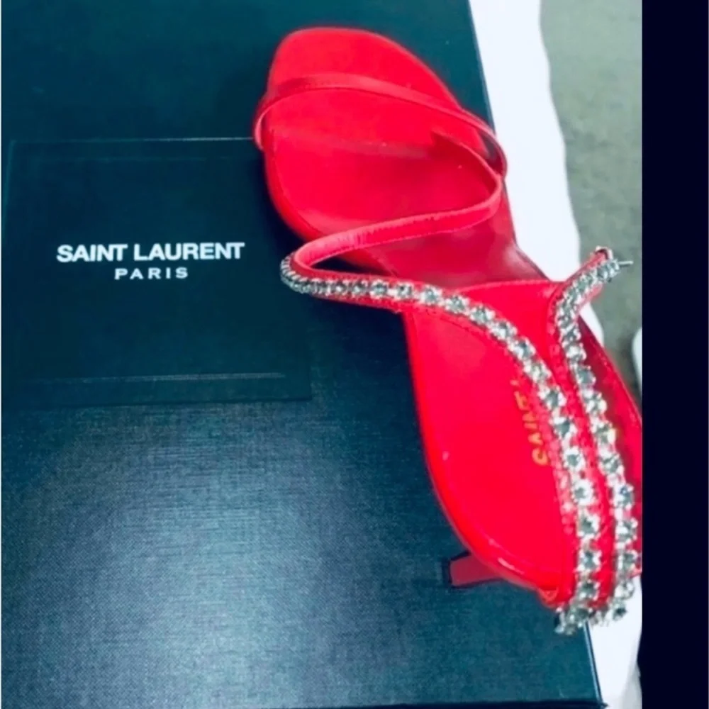 Saint Laurent Black and Red Heels 37.5 - Picture 2 of 7
